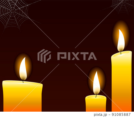 ハロウィンのバナー、暗闇で光るロウソク ハロウィンのバナー、暗闇で光るロウソク 91085887