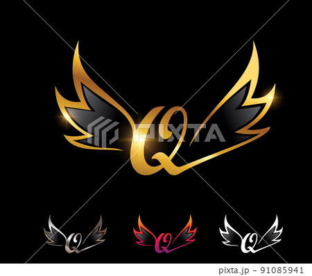 Golden Wings Monogram Logo Initial Letter Qのイラスト素材 [91085941] - PIXTA