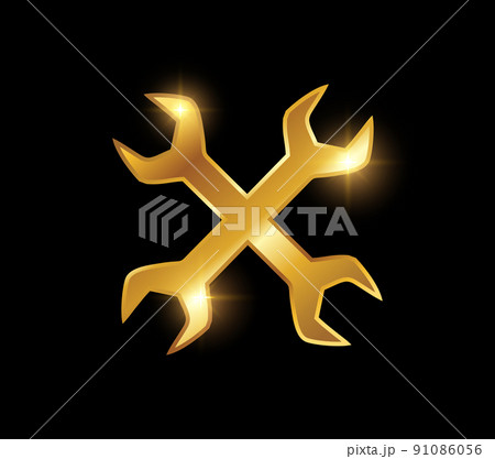 Golden Wrench Logo Vector Sign Golden Wrench Logo Vector Sign 91086056