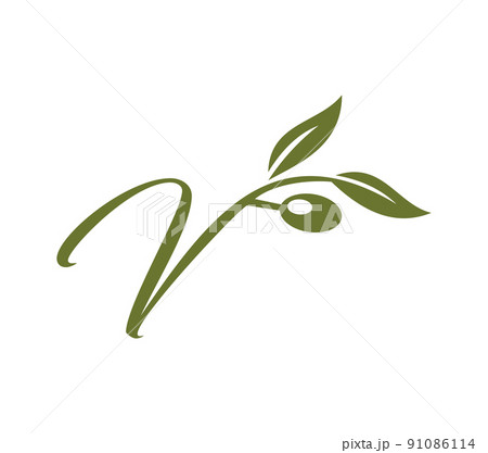 Grape Vine Monogram Initial Logo Letter V 91086114