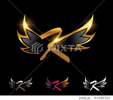 Golden Wings Monogram Logo Initial Letter Kのイラスト素材 [91086302] - PIXTA