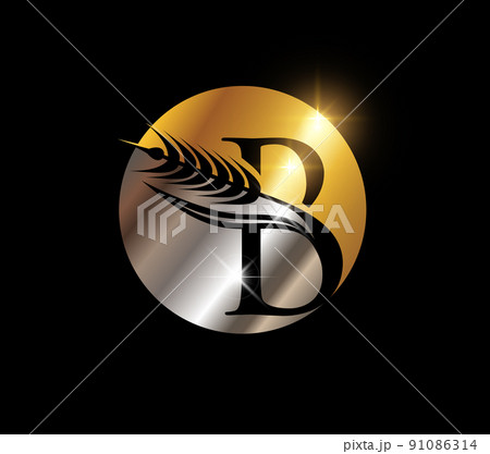 Gold and Silver Wheat Monogram Letter B 91086314