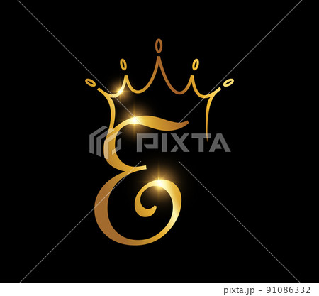 Golden Crown Monogram Initial Letter E Golden Crown Monogram Initial Letter E 91086332