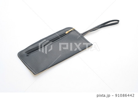 black leather hand bag on white background black leather hand bag on white background 91086442