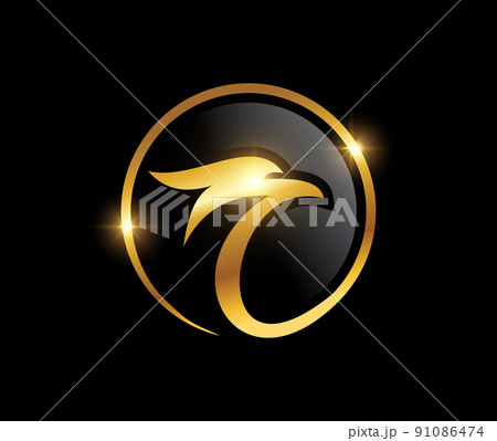Golden Elegant Luxury Flying Bird Logo 91086474