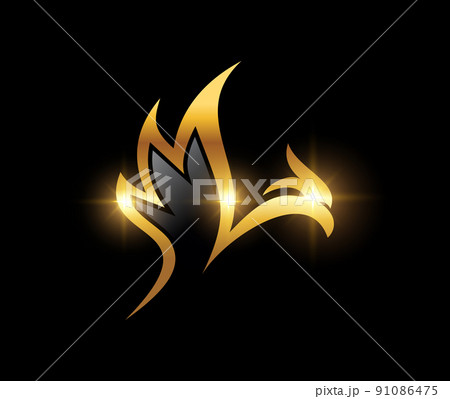 Golden Elegant Luxury Flying Bird Logo 91086475