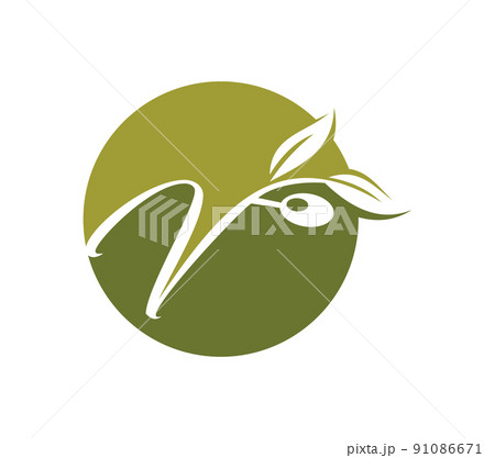 Grape Vine Monogram Initial Logo Letter V 91086671