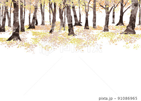 秋の木々（切り絵風） 91086965