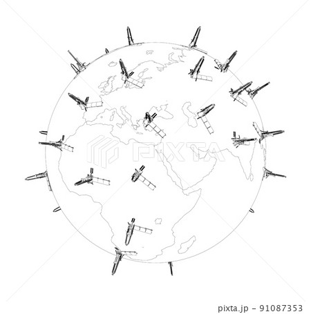 Oil rigs on Earth. Vector 91087353