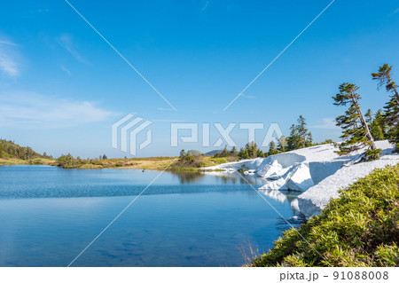 鎌沼　姥ヶ原　ツンドラ草原　雪解け 91088008
