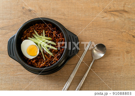 Korean Instant Noodle with Black Bean Sauce (Jajangmyeon or JJajangmyeon) Korean Instant Noodle with Black Bean Sauce (Jajangmyeon or JJajangmyeon) 91088803