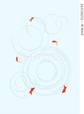 金魚　波紋　夏　背景素材 91091339