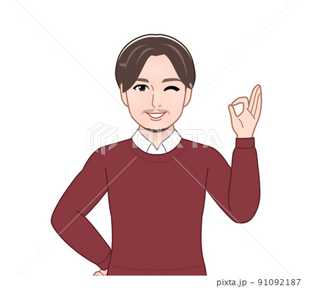 無精髭の若い男性 無精髭の若い男性 91092187