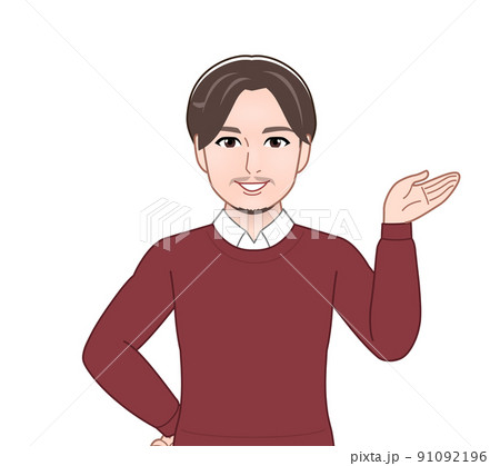 無精髭の若い男性 91092196