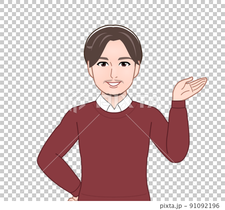 無精髭の若い男性 91092196