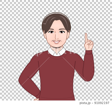 無精髭の若い男性 91092197