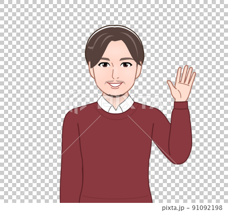 無精髭の若い男性 91092198
