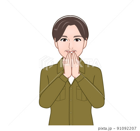 無精髭の若い男性 無精髭の若い男性 91092207