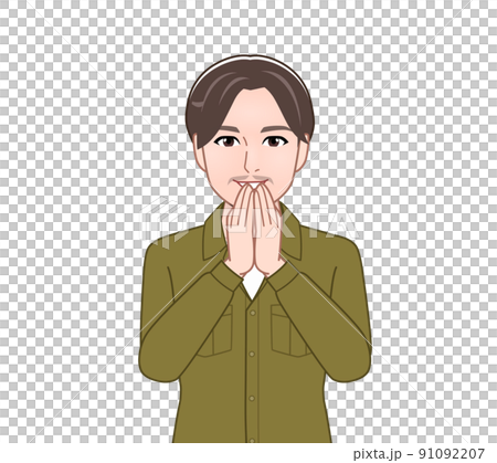 無精髭の若い男性 無精髭の若い男性 91092207
