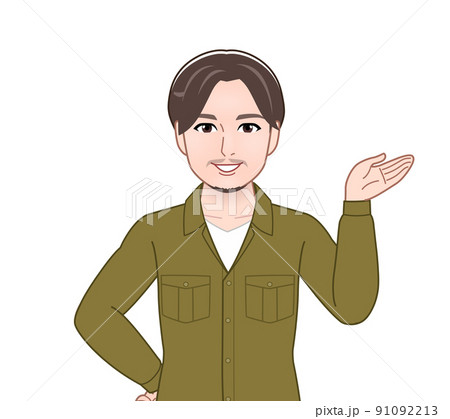 無精髭の若い男性 91092213