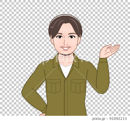 無精髭の若い男性 91092213