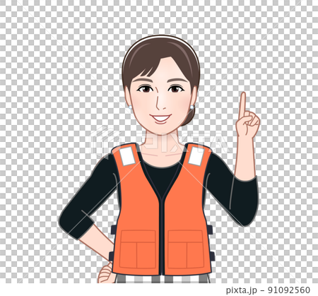 穿著救生衣的年輕女子 穿著救生衣的年輕女子 91092560