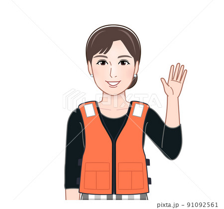 救命胴衣を着た若い女性 救命胴衣を着た若い女性 91092561