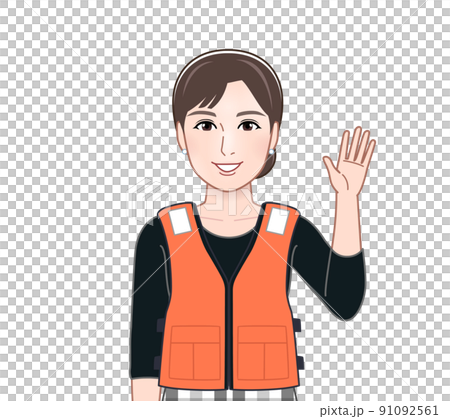 穿著救生衣的年輕女子 穿著救生衣的年輕女子 91092561