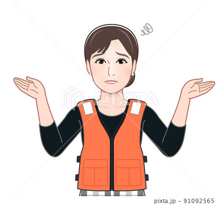 救命胴衣を着た若い女性 91092565