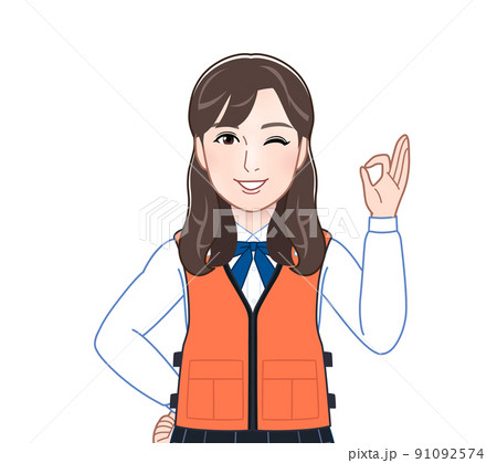 救命胴衣を着た若い女性 91092574