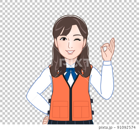 救命胴衣を着た若い女性 91092574