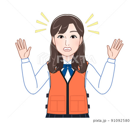 救命胴衣を着た若い女性 91092580