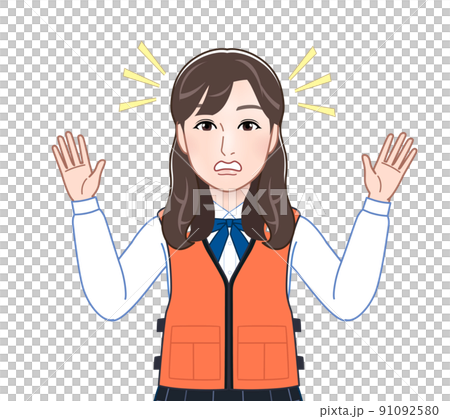 救命胴衣を着た若い女性 91092580