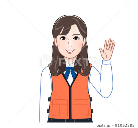 救命胴衣を着た若い女性 救命胴衣を着た若い女性 91092585