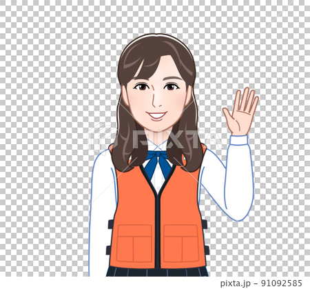 救命胴衣を着た若い女性 救命胴衣を着た若い女性 91092585