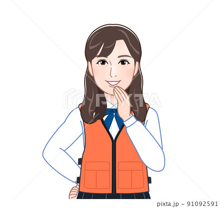 救命胴衣を着た若い女性 救命胴衣を着た若い女性 91092591