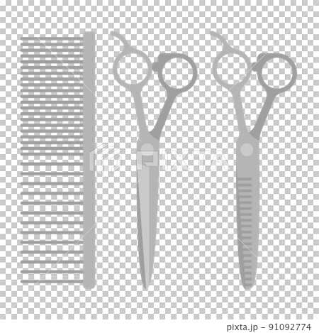 トリミング用ハサミと櫛のイラスト 91092774