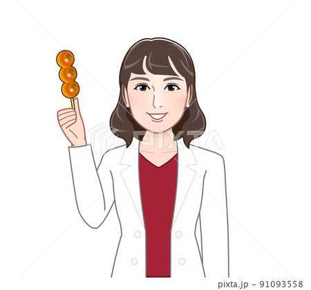 ダンゴを持った若い女性 91093558