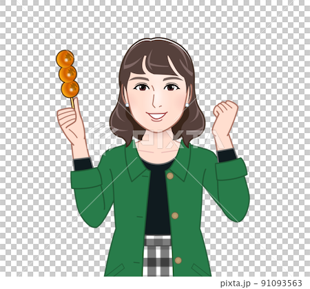 ダンゴを持った若い女性 91093563