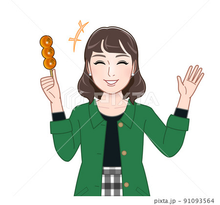 ダンゴを持った若い女性 ダンゴを持った若い女性 91093564