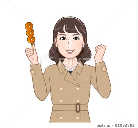 ダンゴを持った若い女性 91093583