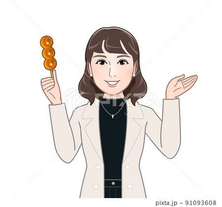 ダンゴを持った若い女性 ダンゴを持った若い女性 91093608