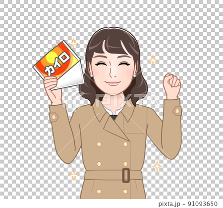 使い捨てカイロを持った女性 91093650
