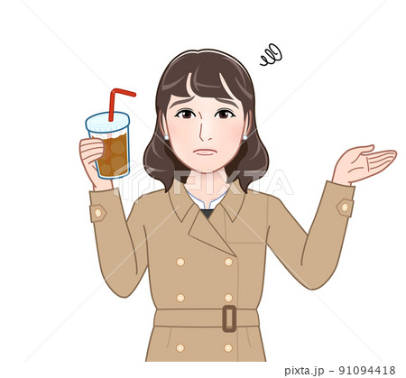 お洒落なカフェを持った女性 お洒落なカフェを持った女性 91094418