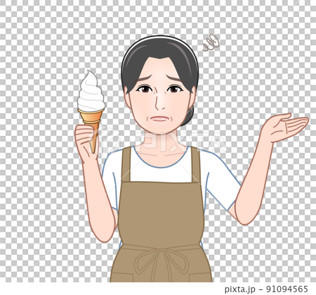 ソフトクリームを持った女性 91094565