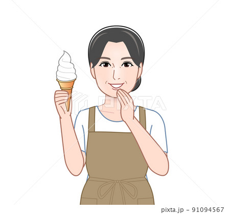 ソフトクリームを持った女性 91094567