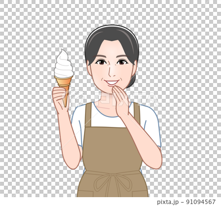 ソフトクリームを持った女性 91094567