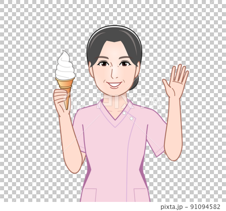ソフトクリームを持った女性 91094582