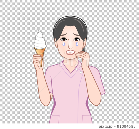 Woman with soft serve Woman with soft serve 91094583