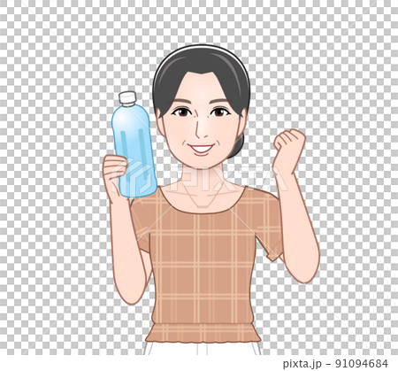 A woman holding a plastic bottle A woman holding a plastic bottle 91094684
